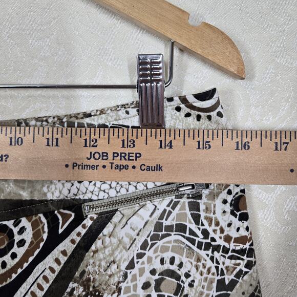 Chico's Pants sz 1 (M) Ivory Tan Brown Geo Mixed Print Zip Fly Zip Pockets - Picture 12 of 16